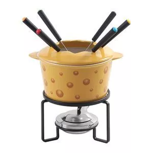 Jogo Para Fondue<BR>- Amarelo & Preto<BR>- 11Pçs<BR>- BTC Decor