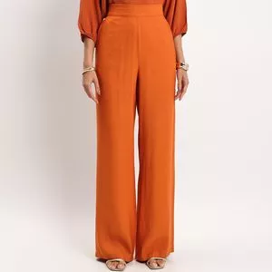 Calça Em Linho<BR>- Laranja<BR>- Forum