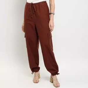 Calça Jogger Com Amarração<BR>- Marrom<BR>- CLC