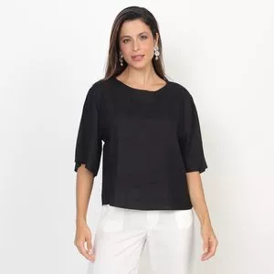 Blusa Linho <BR>- Preto<BR>- Forum
