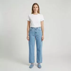 Calça Jeans Leoni Low Boyfriend Liso<BR>- Azul<BR>- Colcci