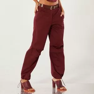 Calça Jogger Com Recortes<BR>- Bordô<BR>- Open