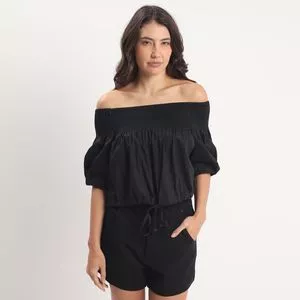 Blusa Open Liso<BR>- Preto<BR>- Open