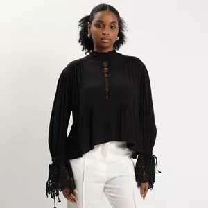Blusa Open Liso<BR>- Preto<BR>- Open