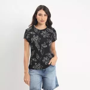 Blusa Estampada<BR>- Preta<BR>- CLC