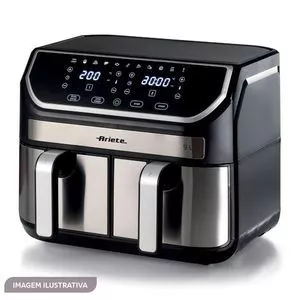 Fritadeira Air Fryer Dual<BR>- Preta & Prateada<BR>- 9L<BR>- 127V<BR>- 1700W