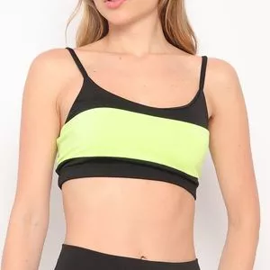 Top Com Recortes<BR>- Preto & Amarelo Neon<BR>- PATRA
