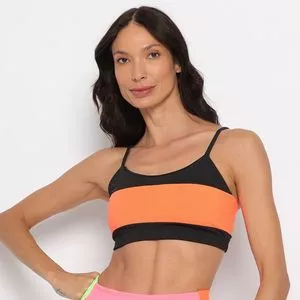 Top Com Recortes<BR>- Preto & Laranja<BR>- PATRA