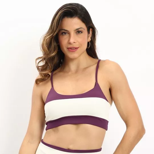 Top Com Recortes- Roxo & Branco- PATRA