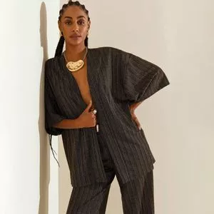 Kimono Alongado Ciganinha<BR>- Preto<BR>- Morena Rosa