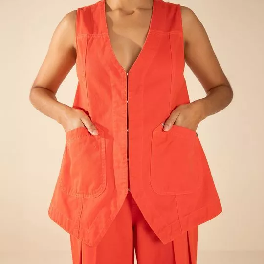 Colete Solto Alongado- Vermelho- Morena Rosa