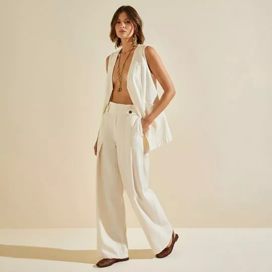 Colete Solto Alongado- Off White- Morena Rosa
