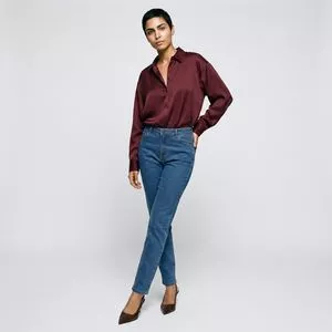 Calça Skinny Alta<BR>- Azul<BR>- Morena Rosa