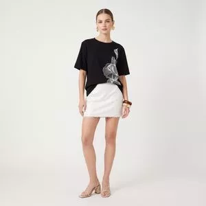 Camiseta Solta<BR>- Preta<BR>- MARIA VALENTINA
