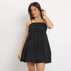 Vestido Curto Balonê<BR>- Preto<BR>- ZINCO