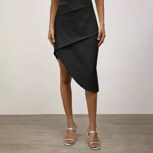 Saia Reta Alta Midi<BR>- Preto<BR>- Iódice
