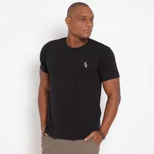 Camiseta Com Bordado<BR>- Preta<BR>-Vip Reserva