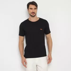 Camiseta Com Tag<BR>- Preta<BR>- Vip Reserva