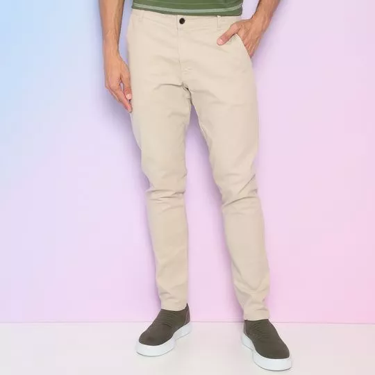 Calça Reta Básica- Bege Claro- Vip Reserva Premium