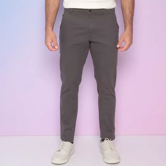 Calça Chino Com Bolsos- Cinza Escuro- Vip Reserva Premium