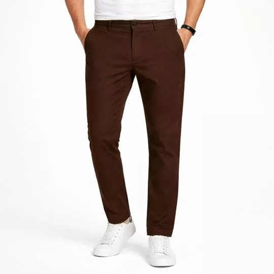 Calça Chino Alfaiataria- Marrom Escuro- Vip Reserva Premium
