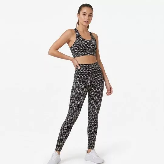 Legging Fuso Alice Geométrica- Preta- Vestem