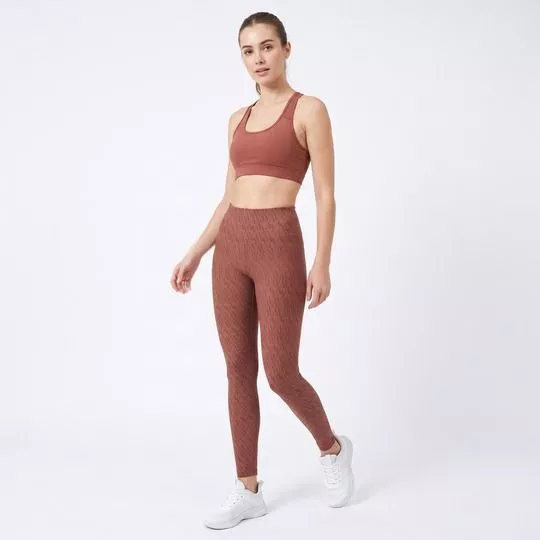 Legging Fuso Alice Geométrica- Marrom- Vestem