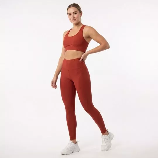 Legging Fuso Rib- Marrom- Vestem