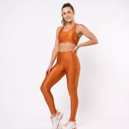 Legging Fuso Space Com Bolsos - Marrom Claro - Vestem