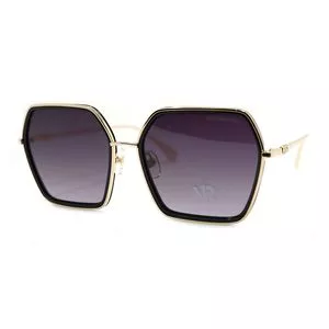 Óculos De Sol Hexagonal<BR>- Dourado<BR>- Morena Rosa