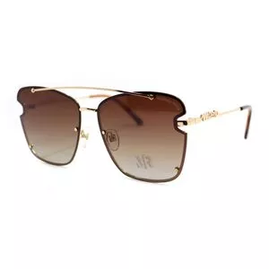Óculos De Sol Arredondado<BR>- Dourado<BR>- Morena Rosa