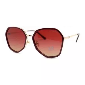 Óculos De Sol Hexagonal<BR>- Dourado<BR>- Morena Rosa