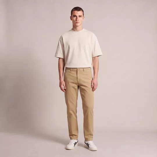 Calça Sarja Taylor Slim- Bege- AD Fashion