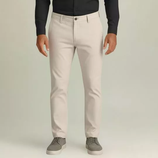 Calça Chino Alfaiataria Reta- Off White- AD Fashion