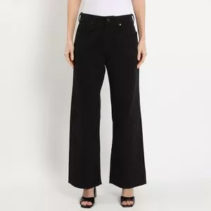 Calça Jeans Wide Leg<BR> - Preta<BR> - Vide Bula
