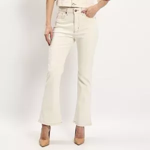 Calça Jeans Flare<BR> - Off White<BR> - Vide Bula