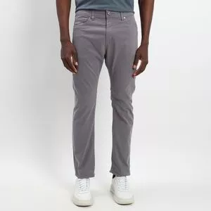 Calça Slim Em Sarja<BR> - Cinza Escuro<BR> - Vide Bula