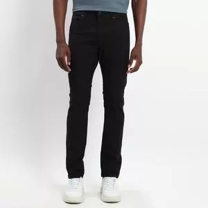 Calça Slim Em Sarja<BR> - Preta<BR> - Vide Bula