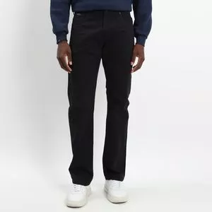 Calça Reta Em Sarja<BR> - Preta<BR> - Vide Bula