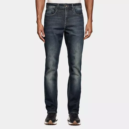 Calça Jeans Regular Raw Intense- Azul Marinho- Aramis