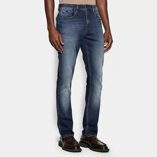 Calça Jeans Slim Comfort Vintage- Azul- Aramis