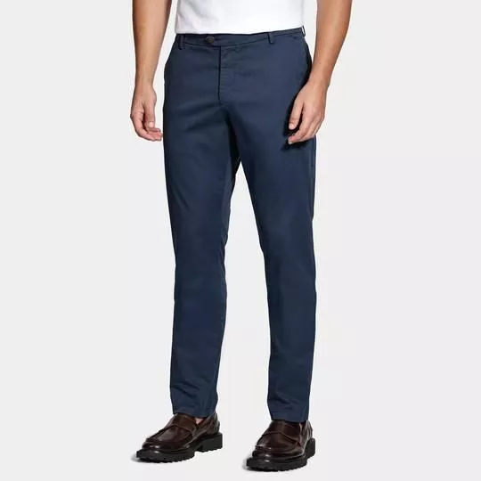 Calça Sarja Slim Alfaiataria- Azul Marinho- Aramis