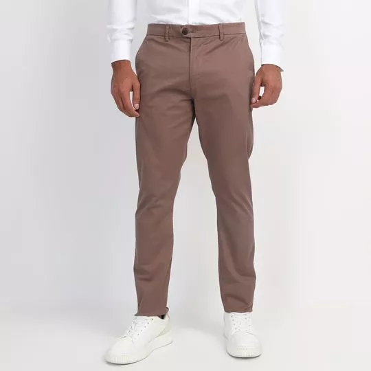 Calça Sarja Slim Alfaiataria- Marrom- Aramis