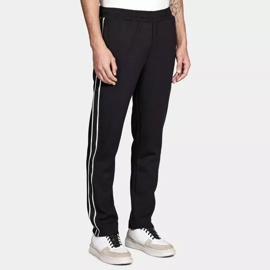Calça Moletom Classy Listrada- Preta- Aramis