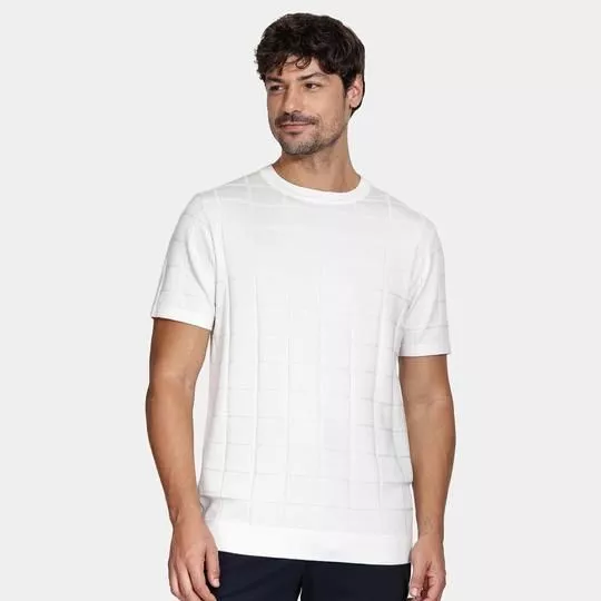 Blusa Manga Curta Geométrica- Branca- Aramis