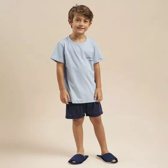 Pijama Curto - Azul Claro- Anna Kock Sleepwear