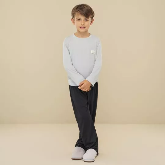 Pijama Longo Menino- Cinza- Anna Kock Sleepwear