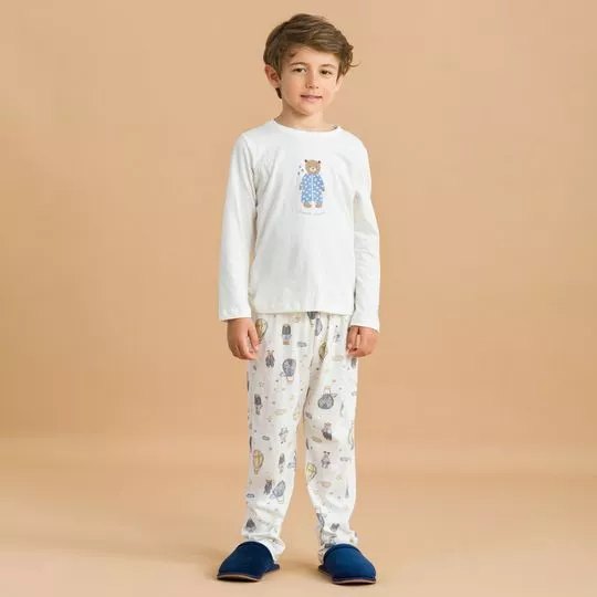 Pijama Longo Algodão- Branco- Anna Kock Sleepwear