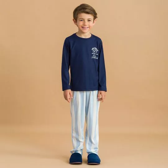 Pijama Longo Menino- Azul Escuro- Anna Kock Sleepwear