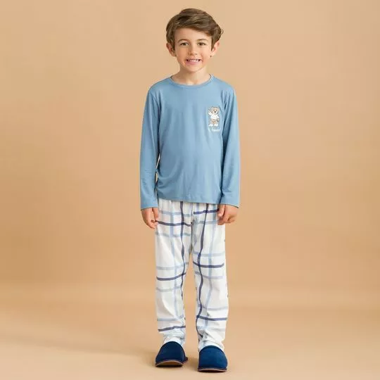 Pijama Longo - Azul- Anna Kock Sleepwear